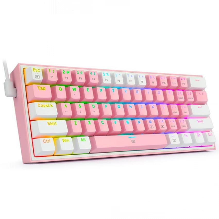 Teclado Redragon Fizz Pro Mecanico Rosa Blanco Switch Red